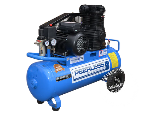 PEERLESS P17 Single Phase Air Compressor: Belt Drive, 15Amp, 3.5HP, 320LPM
