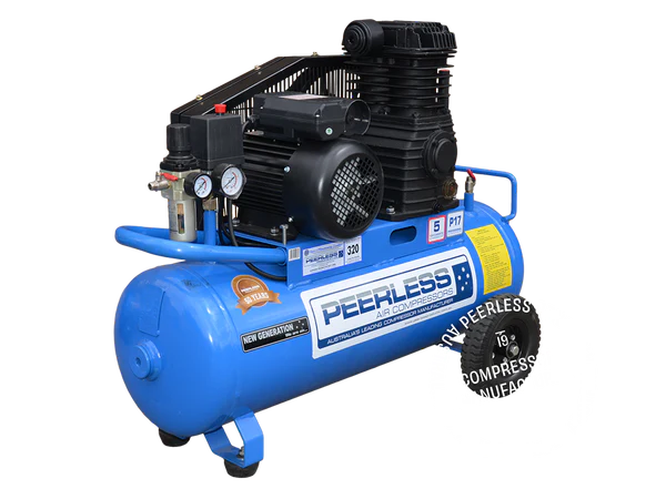 PEERLESS P17 Single Phase Air Compressor: Belt Drive, 15Amp, 3.5HP, 320LPM