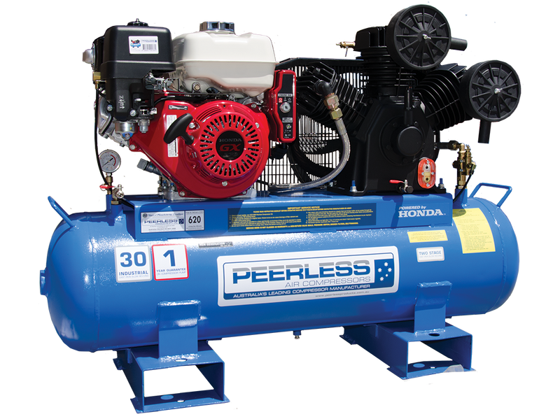 PEERLESS PHP30 Petrol Air Compressor: Belt Drive, Honda GX270, 620LPM - for High Pressure