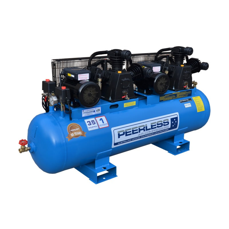 PEERLESS PT35 Single Phase Air Compressor: Belt Drive, 15Amp, 7HP, 650LPM