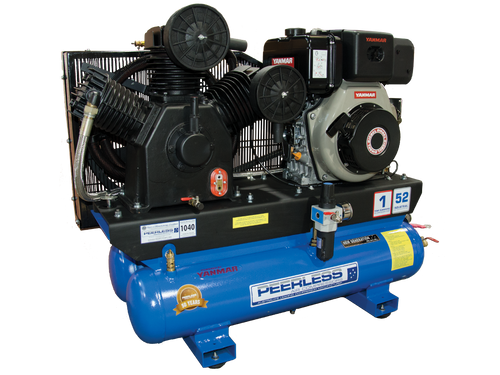 PEERLESS PHP52 Diesel Air Compressor Twin Tank: Belt Drive, Yanmar L100, 1050LPM - for High Pressure
