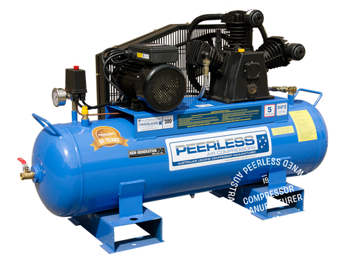 PEERLESS P20 High Flow Single Phase Air Compressor Fatboy: Belt Drive, 15Amp, 3.5HP, 340LPM