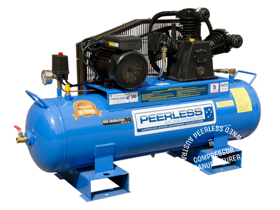 PEERLESS P20 High Flow Single Phase Air Compressor: Belt Drive, 15Amp, 3.5HP, 340LPM