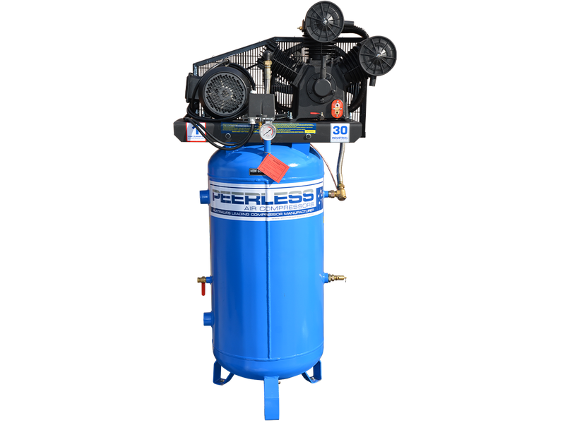 PEERLESS PV25 Three Phase Air Compressor Vertical: Belt Drive, 5.5HP, 545LPM