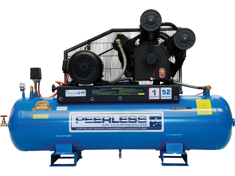 PEERLESS PHP52 Three Phase Air Compressor: Belt Drive, 10HP, 990LPM - for High Pressure