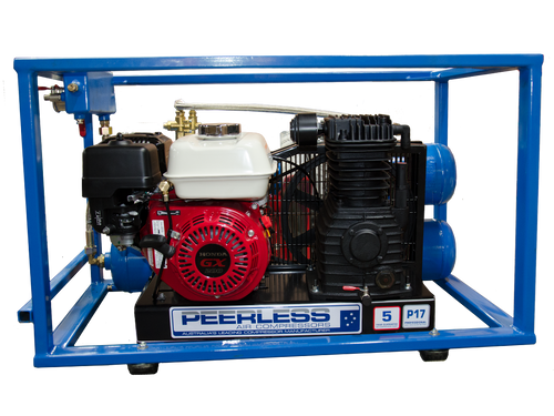 PEERLESS P17 Petrol Air Compressor: Belt Drive, Honda GX200, 350LPM