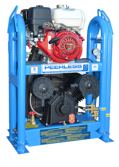 PEERLESS PV25 Petrol Air Compressor Fatboy: Belt Drive, Honda GX270, 545LPM