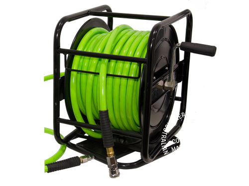 PEERLESS 30M Retractable Hand Crank Hose Reel with Air Hose: Metal Case