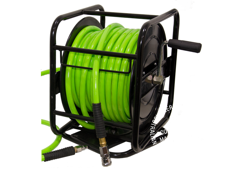 PEERLESS 30M Retractable Hand Crank Hose Reel with Air Hose: Metal Case