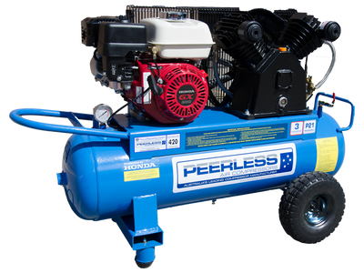 PEERLESS P21 Petrol Air Compressor: Belt Drive, Honda GX200, 420LPM