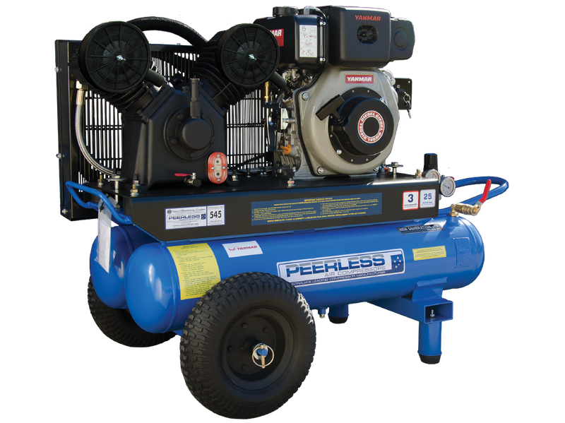 PEERLESS PV25 Diesel Air Compressor: Belt Drive, Yanmar L70, 545LPM