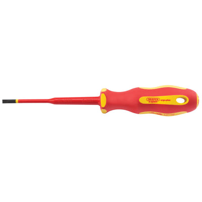 Draper Tools Ergo Plus® Slimline Plain Slot VDE Screwdriver (4.0mm x 100mm) DRA02160