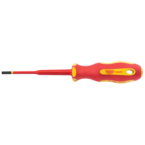 Draper Tools Ergo Plus® Slimline Plain Slot VDE Screwdriver (4.0mm x 100mm) DRA02160