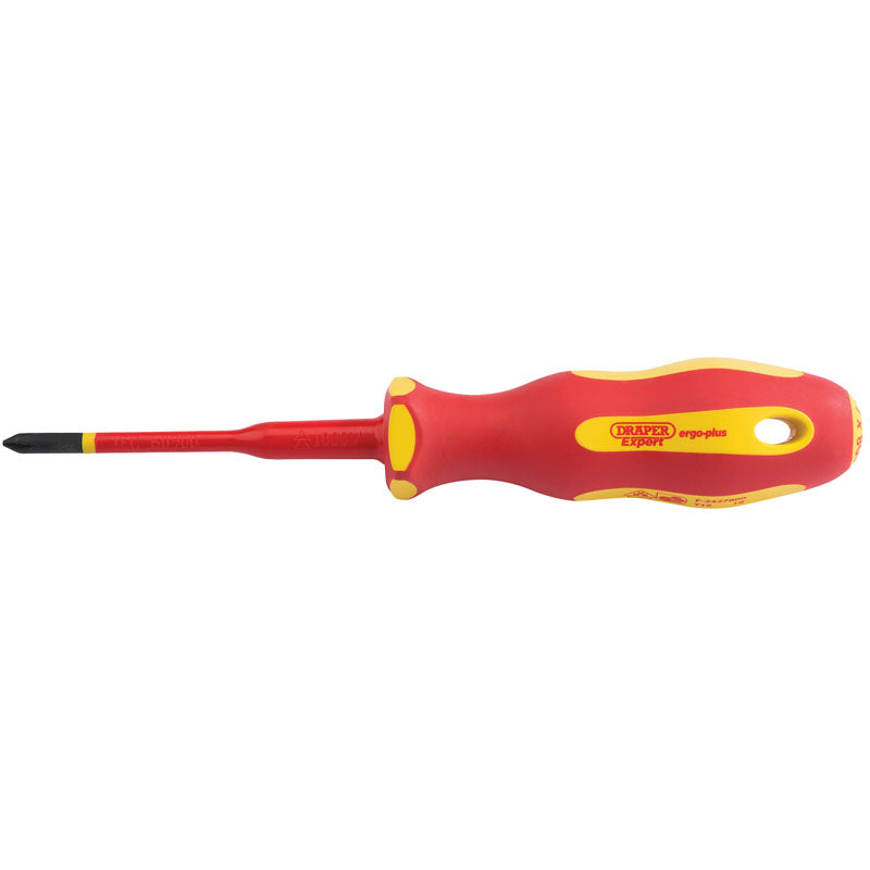Draper Tools Ergo Plus® Slimline Cross Slot VDE Screwdriver (No:2 x 100mm) DRA02163