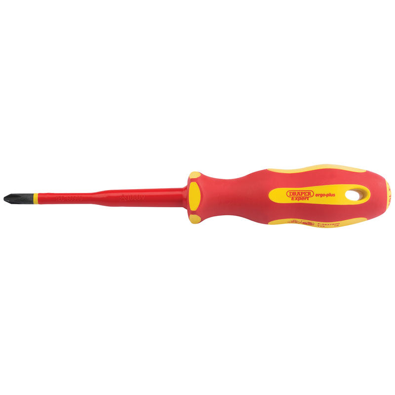 Draper Tools Ergo Plus® Slimline Cross Slot VDE Screwdriver (No:2 x 100mm) DRA02164