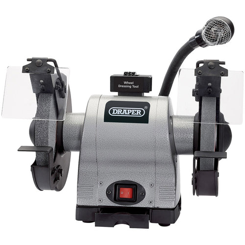 Draper Tools 200mm Heavy Duty Bench Grinder with Worklight (550W) DRA05097