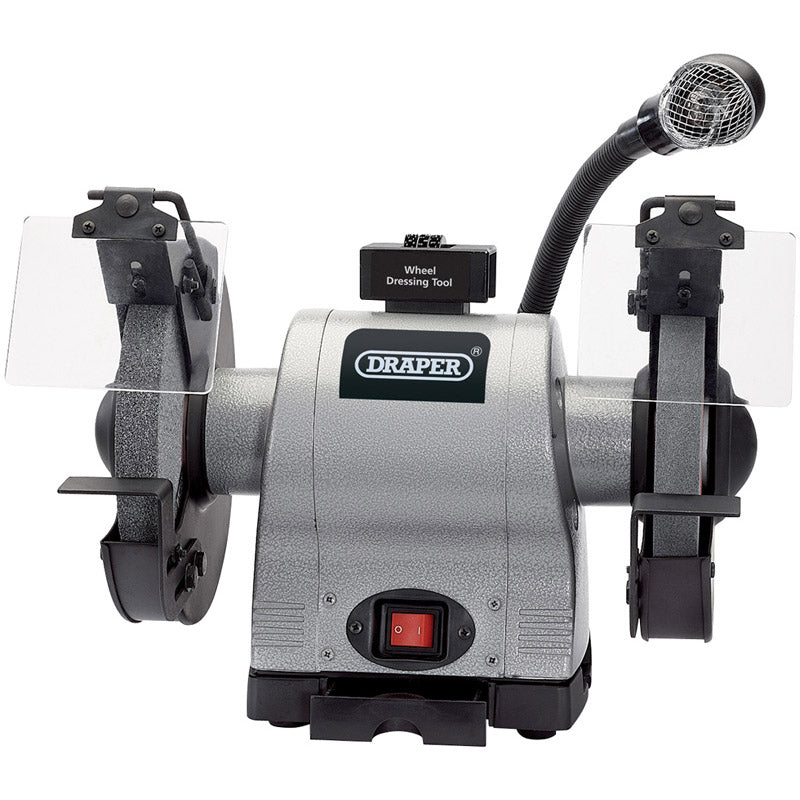 Draper Tools 200mm Heavy Duty Bench Grinder with Worklight (550W) DRA05097