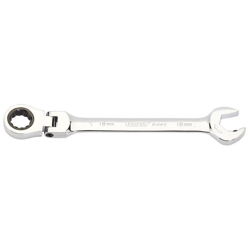 Draper Tools Metric Combination Spanner with Flexible Head and Double Ratcheting Features (18mm) DRA06863