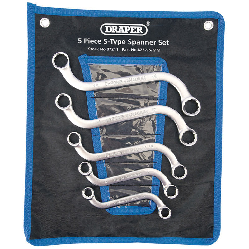 Draper Tools S Type (Obstruction) Ring Spanner Set (5 Piece) DRA07211
