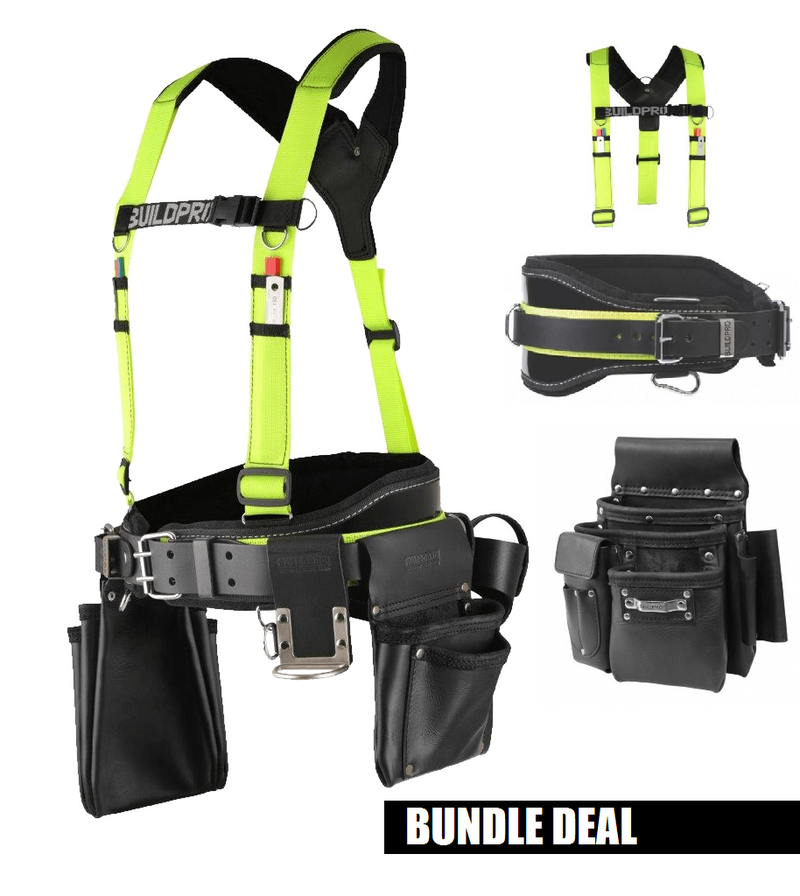 BUILDPRO Backpro Scaffolders/Riggers Tradies Tool Belt Bundle Deal With FREE Harness