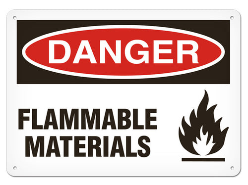 DANGER FLAMMABLE MATERIALS SIGN 23DMC