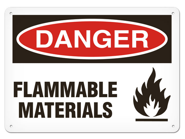 DANGER FLAMMABLE MATERIALS SIGN 23DMC