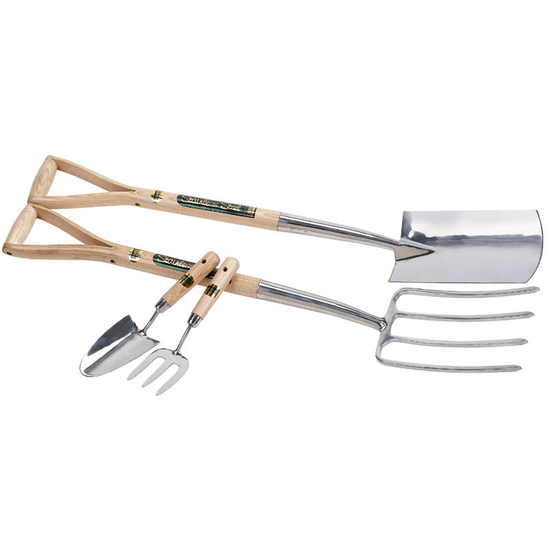 Draper Tools Stainless Steel Fork with Spade Set and Hand Trowel with Hand Fork Set (4 Piece) DRA10348