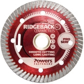 ICCONS POWERS RIDGEBACK Diamond Blade Ceramic Tiles - Porcelain Thin Turbo - 100mm ptt100