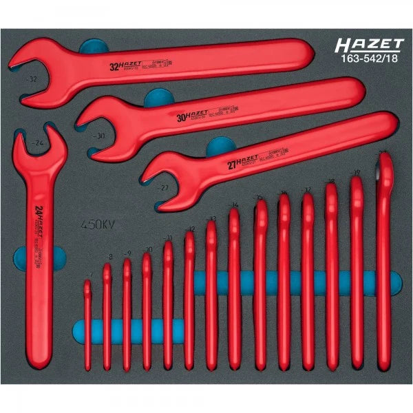 HAZET 18 Piece VDE Open-End Wrench Set 163-542/18