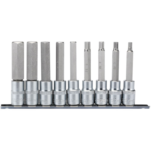 Draper Tools 1/2 Sq. Dr. 100mm Long Metric Hexagonal Socket Bit Set (9 Piece) DRA16308