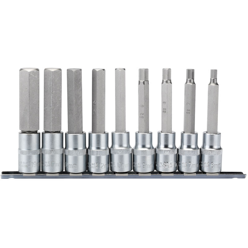 Draper Tools 1/2 Sq. Dr. 100mm Long Metric Hexagonal Socket Bit Set (9 Piece) DRA16308