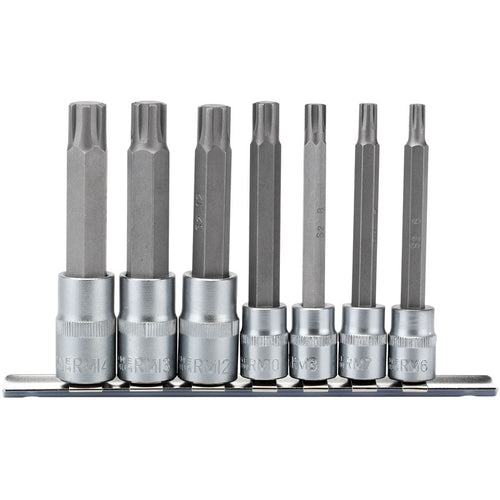 Draper Tools 3/8, 1/2 Sq. Dr. Ribe®. Socket Bit Set (7 piece) DRA16346