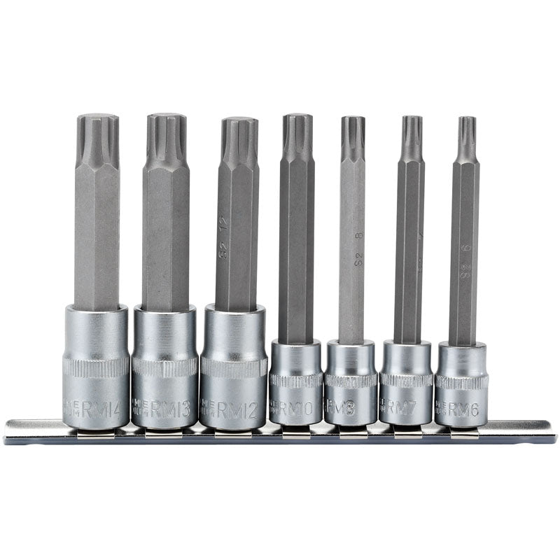 Draper Tools 3/8, 1/2 Sq. Dr. Ribe®. Socket Bit Set (7 piece) DRA16346