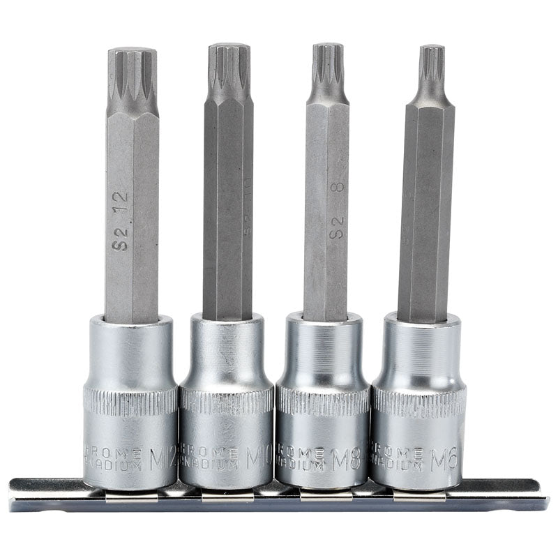 Draper Tools 1/2 Sq. Dr. Spline Socket Bit Set (4 piece) DRA16350