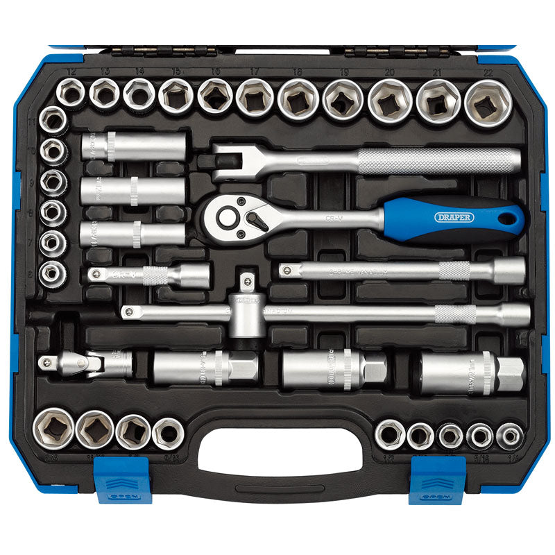 Draper Tools 3/8 Sq. Dr. Combined MM/AF Socket Set (39 Piece) DRA16361