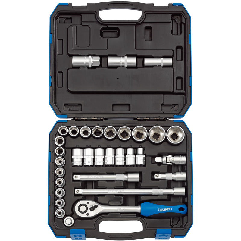 Draper Tools 1/2 Sq. Dr. Combined MM/AF Socket Set (33 Piece) DRA16363