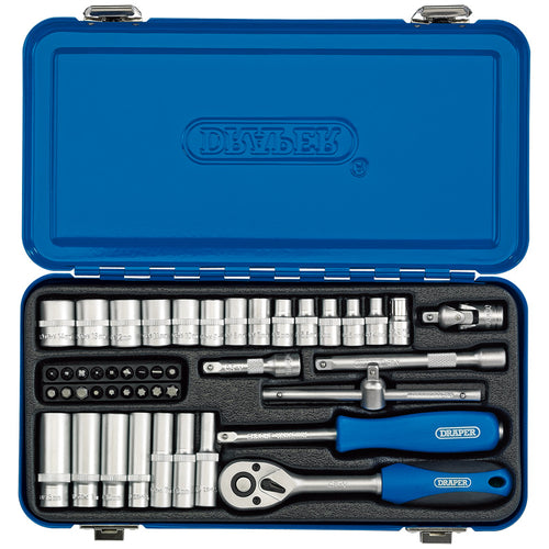 Draper Tools 1/4 Sq. Dr. Metric Socket Set in Metal Case (45 piece) DRA16365