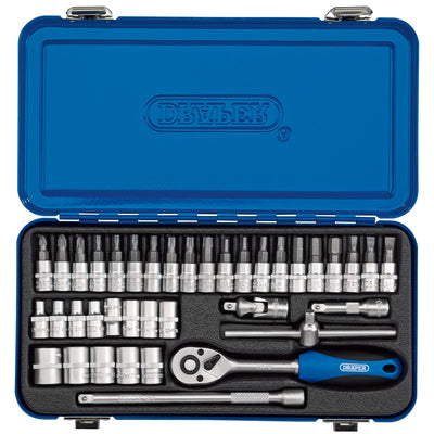 Draper Tools 1/4 Sq. Dr. Metric Socket Set in Metal Case (38 piece) DRA16366