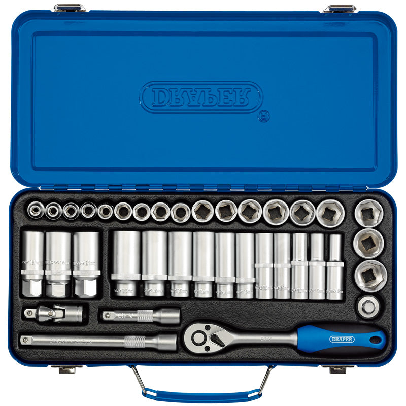 Draper Tools 3/8 Sq. Dr. Metric Socket Set (37 Piece) DRA16367