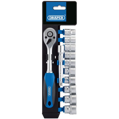 Draper Tools 3/8 Sq. Dr. Metric Socket and Ratchet Set (12 piece) DRA16371