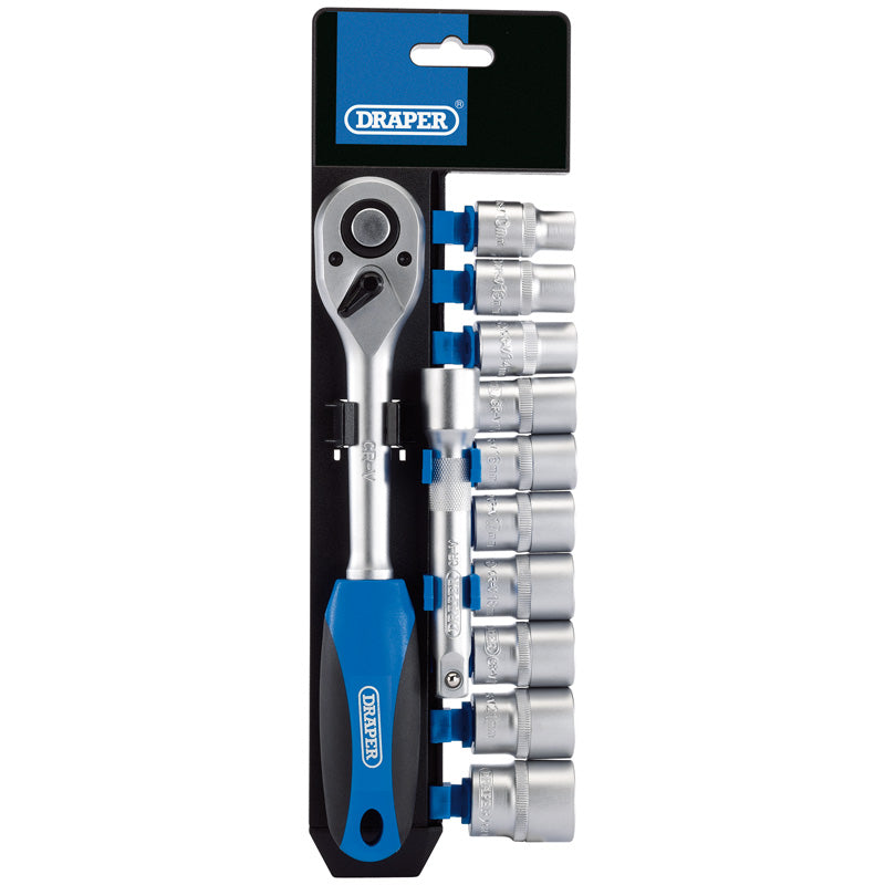 Draper Tools 1/2 Sq. Dr. Metric Socket and Ratchet Set (12 Piece) DRA16374