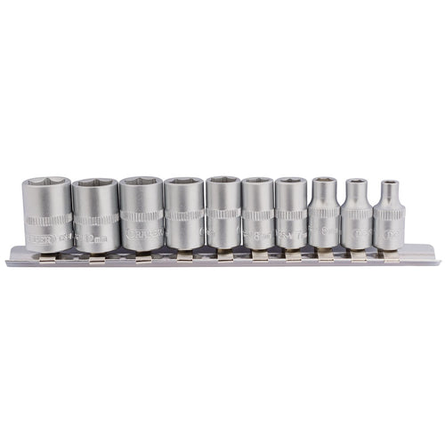 Draper Tools 1/4 Sq. Dr. Metric Sockets on Metal Rail (10 piece) DRA16398