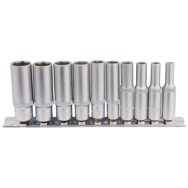 Draper Tools 1/4 Sq. Dr. Metric Deep Sockets on Metal Rail (10 piece) DRA16399
