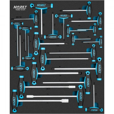 HAZET 24 Piece T-Handle Driver Set 163D-5/24 Modular Insert Tray