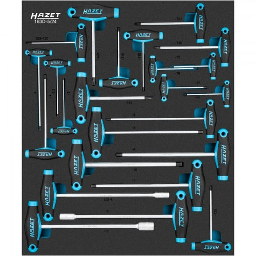 HAZET 24 Piece T-Handle Driver Set 163D-5/24 Modular Insert Tray