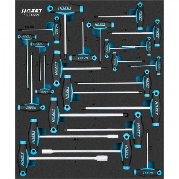 HAZET 24 Piece T-Handle Driver Set 163D-5/24 Modular Insert Tray