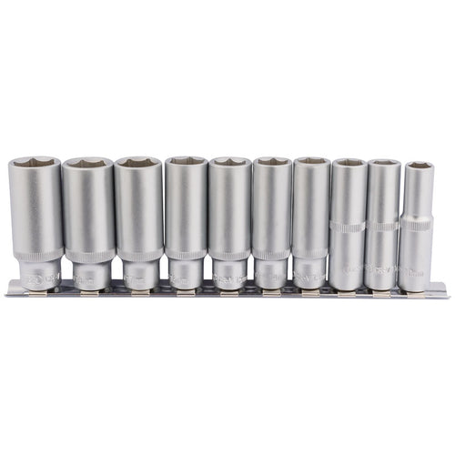 Draper Tools 3/8 Square Drive Deep Socket Set on Metal Rail (10 Piece) DRA16401