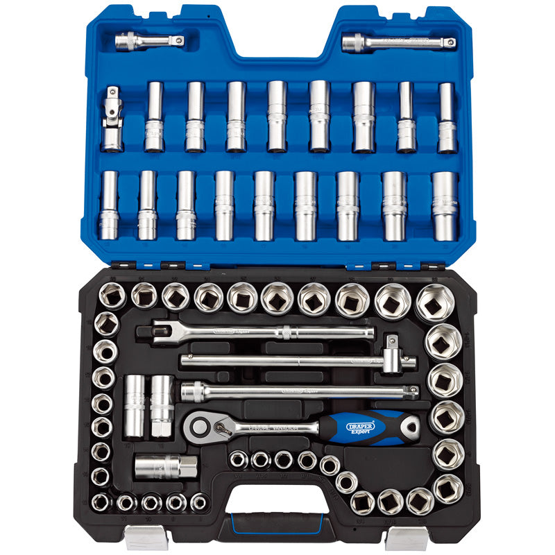 Draper Tools 1/2 Sq. Dr. MM/AF Combined Socket Set (63 Piece) DRA16456