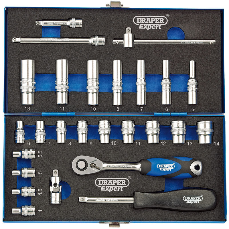Draper Tools 1/4 Sq. Dr. Metric Socket Set in Metal Case (26 Piece) DRA16468
