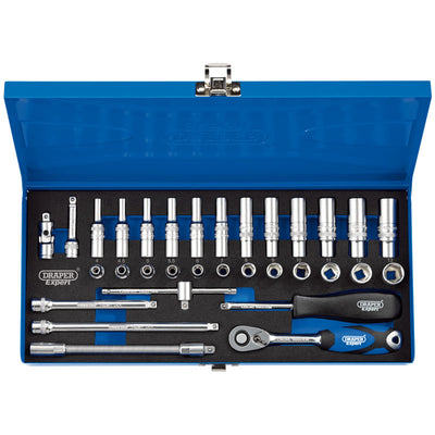 Draper Tools 1/4 Sq. Dr. Metric Socket Set in Metal Case (32 Piece) DRA16469